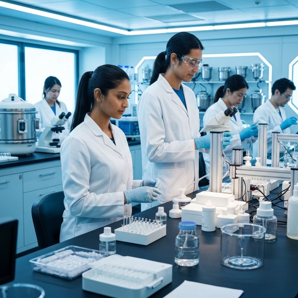 Futuristic laboratory developing beauty products